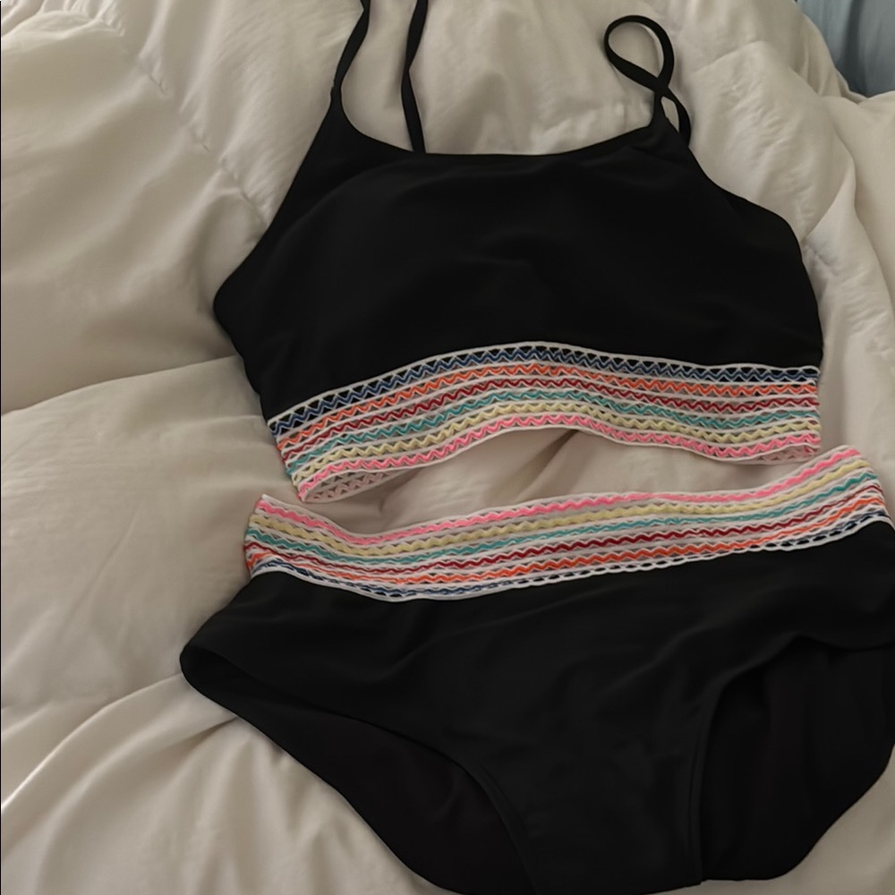 Black Bikini with Colorful Trim